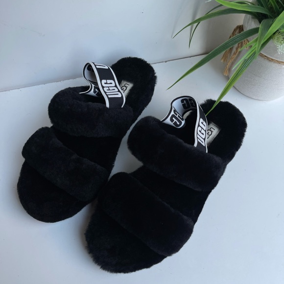 UGG🔴Oh Yeah Black Slippers women’s 9 New - Picture 7 of 10